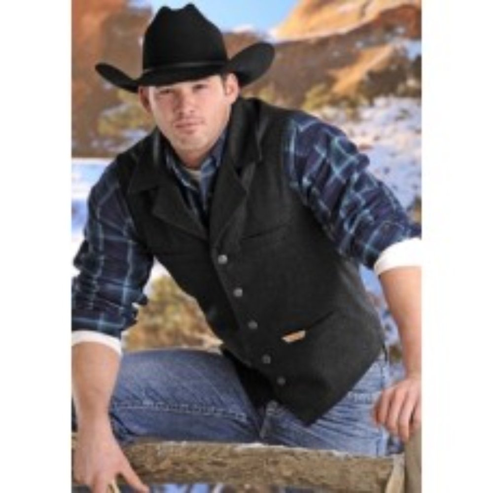 Powder River Outfitters Cotton Canvas Vest EUC Black